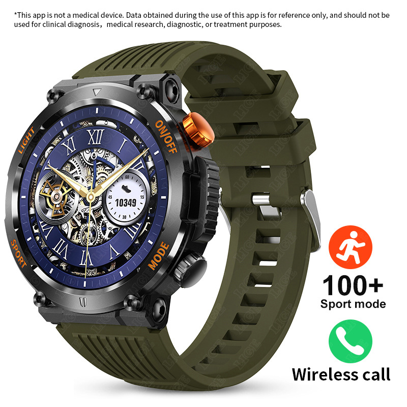 HT17 Smartwatch round Bluetooth Calling Heart Rate Blood Pressure Monitoring Outdoor Sports Watch_voghion.com