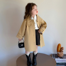 女童风衣外套秋装2025新款洋气女孩宝宝时髦英伦风衣中长款大衣