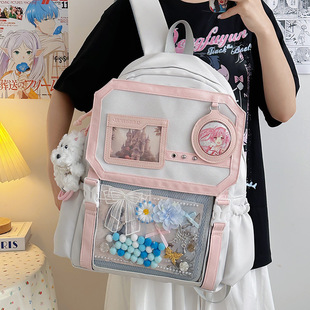 School Bag for Women, New Style, High-Looking, Japanese Style, Fresh, Sweet and Cute, Two-Dimensional Transparent Pain Bag, Junior High School Student Backpack