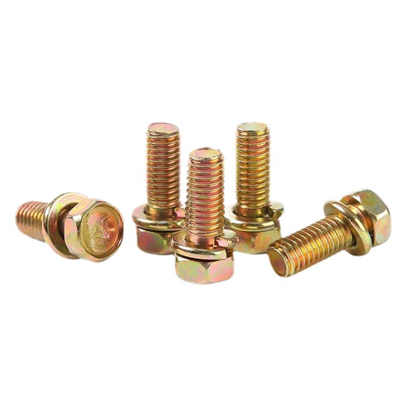 Вогнутый мозг с цветным покрытием с пружинной подушкой два комбинированных винта внешний шестигранник вогнутый мозг два комбинированных болта вогнутый мозг с винтами пружинной подушечки
