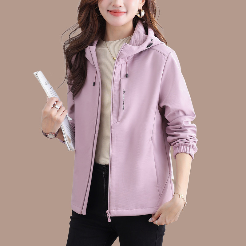 Women's Softshell Jacket 2026 New Spring and Autumn Short Versatile Windproof Thickened Autumn and Winter Coat