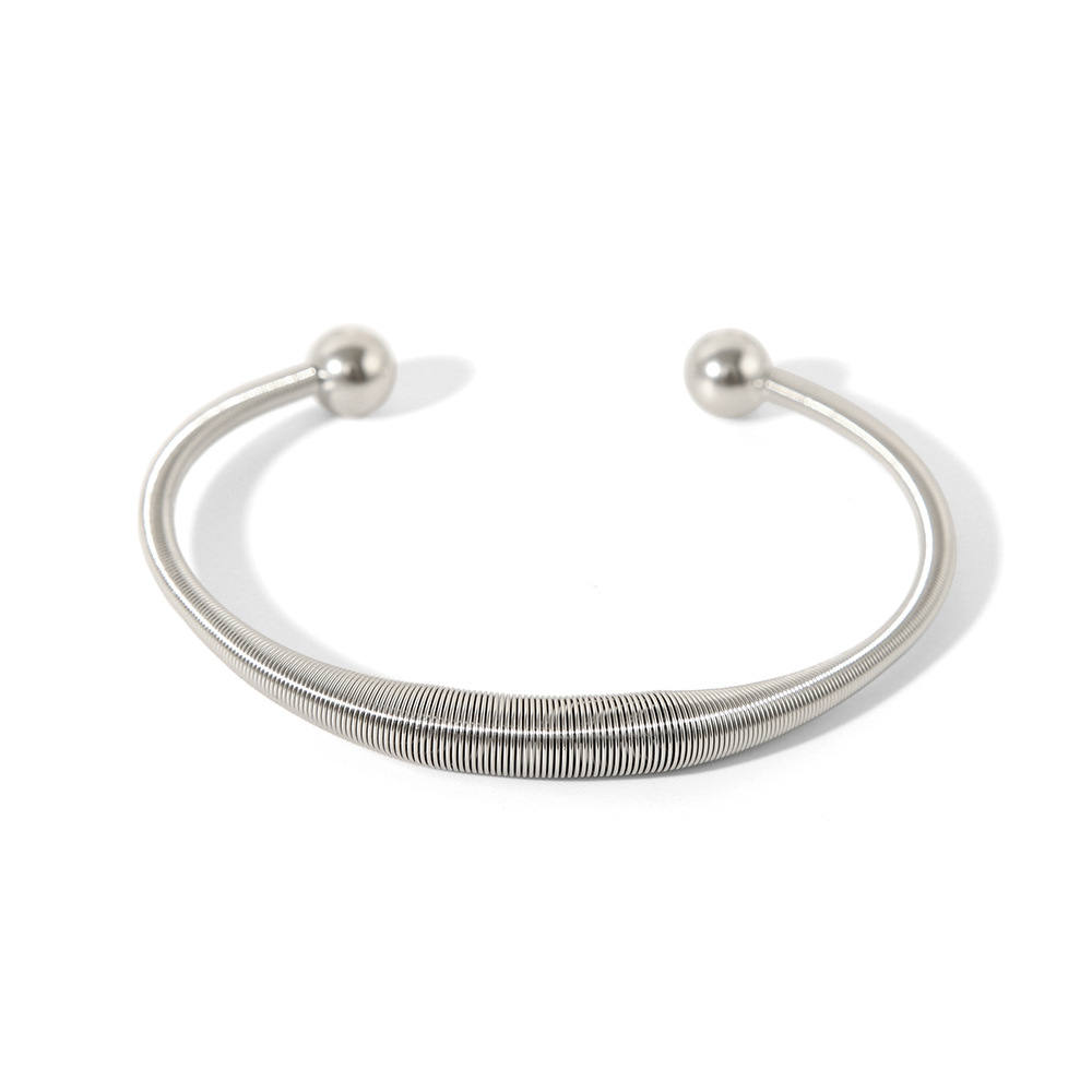 Estilo bohemio acero inoxidable joyería creativa resorte elástico personalidad hip-hop apertura pulsera ajustable pulsera