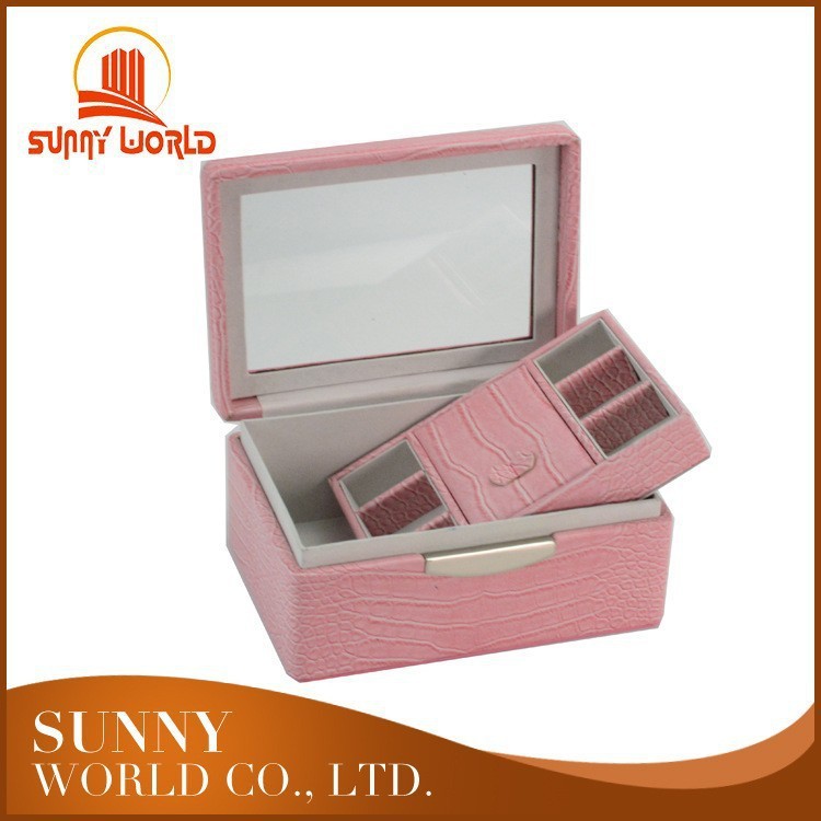 高档皮革首饰盒大容量饰品双层收纳多色珠宝展示礼盒首饰包装