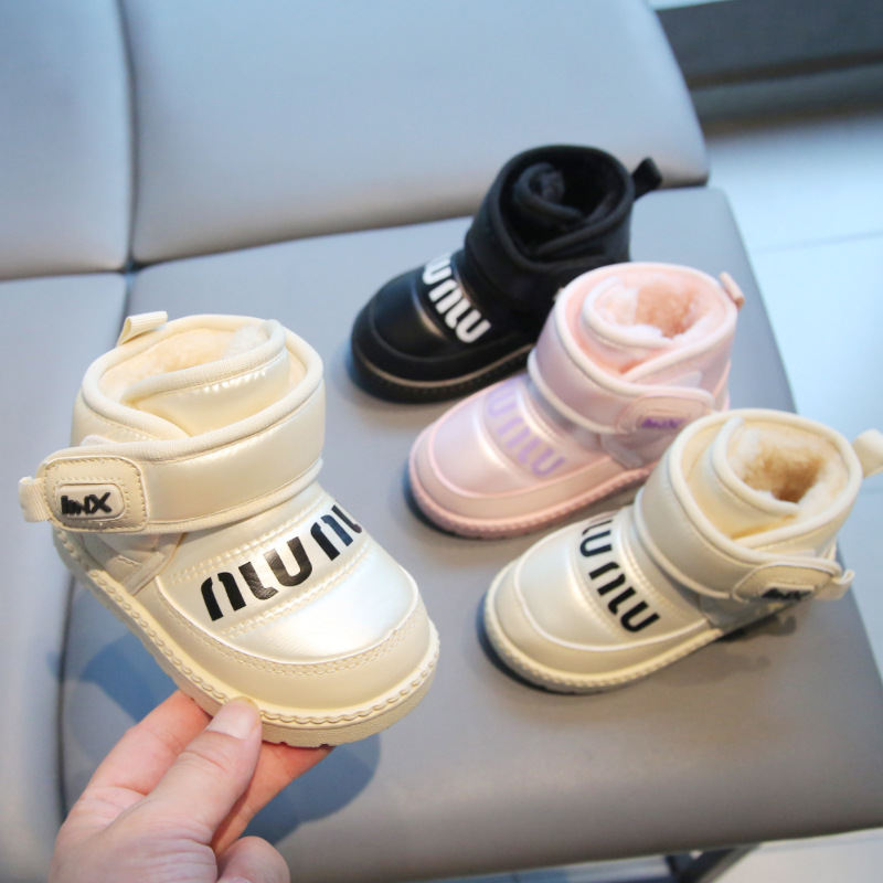 2025 New Winter Girls' Snow Boots, Warm Cotton Boots, Boys' Small and Medium Fashionable Large Cotton Boots, Baby Fleece-Lined Shoes