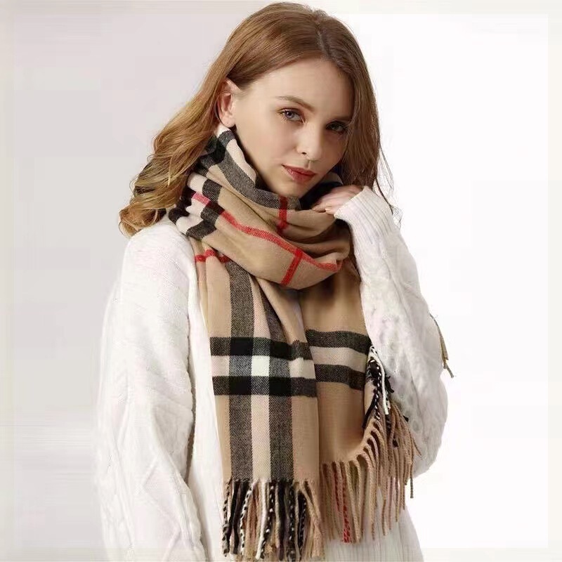 Autumn and Winter Baba Plaid Scarf Women's Winter High-end All-match Warm Scarf Korean Style Plaid Cross-border Explosive Shawl Autumn and Winter Baba Plaid Scarf Women's Winter High-end All-match Warm Scarf Korean Style Plaid Cross-border Explosive Shawl
