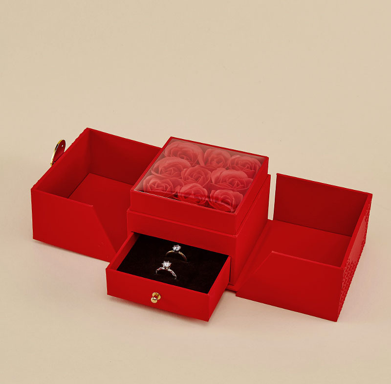 1 Piece Quantity 1 Piece Soap Flower Elegant Date Heart Shape Jewelry Boxes