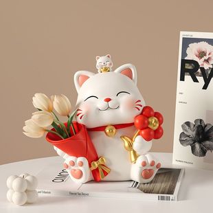 Cute Healing Lucky Cat Ornaments Living Room Dining Table Tv Cabinet Entrance Desktop Cartoon Decorations High-End Goods