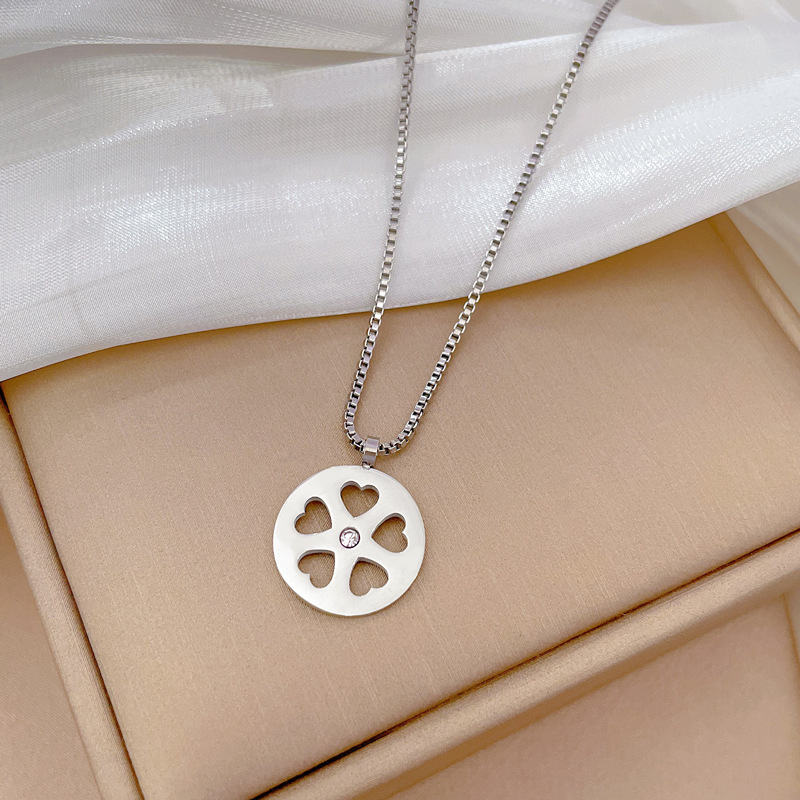 Gold Necklace Round Flower Minimalist Collarbone Chain For Women_voghion.com