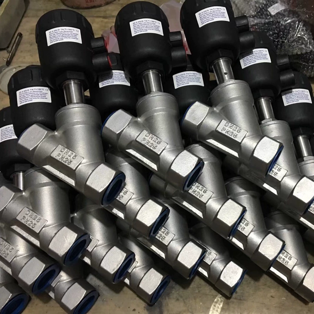 Производитель пневматических угловых седельных клапанов поставляет пластиковый резьбовой пневматический угловой седельный клапан с головкой из нержавеющей стали, резьба 304, материал