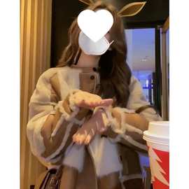 小香风复古感小众不撞款毛毛机车服外套皮毛加厚秋冬女新款