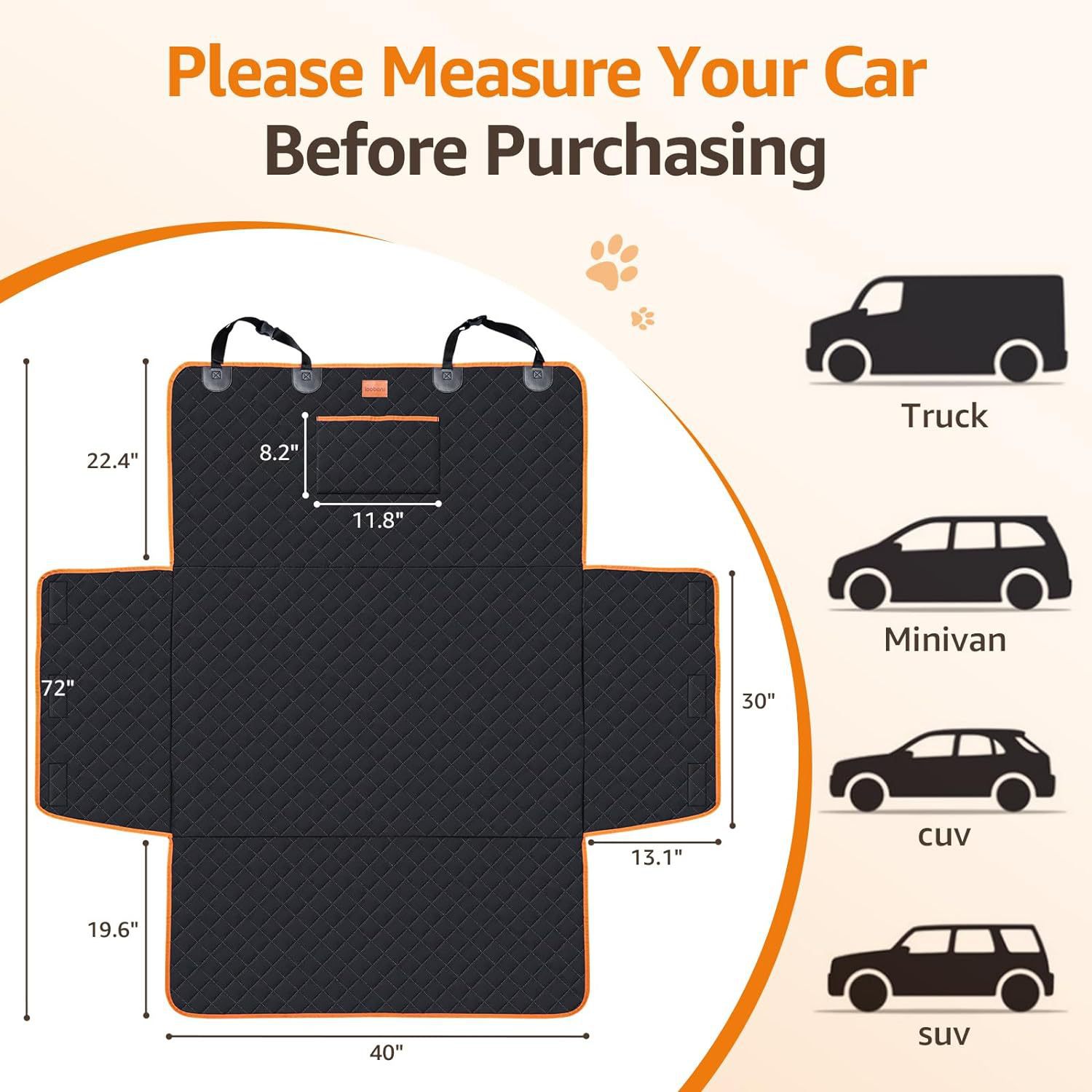 Trunk Mat, Pet Mat, Cargo Mat with Side Protection, Trunk Mat with Pockets, Car Pet Mat