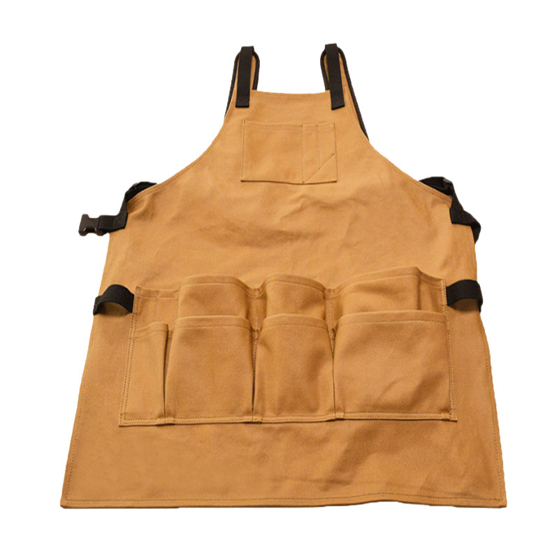 Comercio exterior lienzo delantal moda doble capa tridimensional multi-bolsillo electricista carpintería ropa de trabajo jardinería delantal fábrica al por mayor