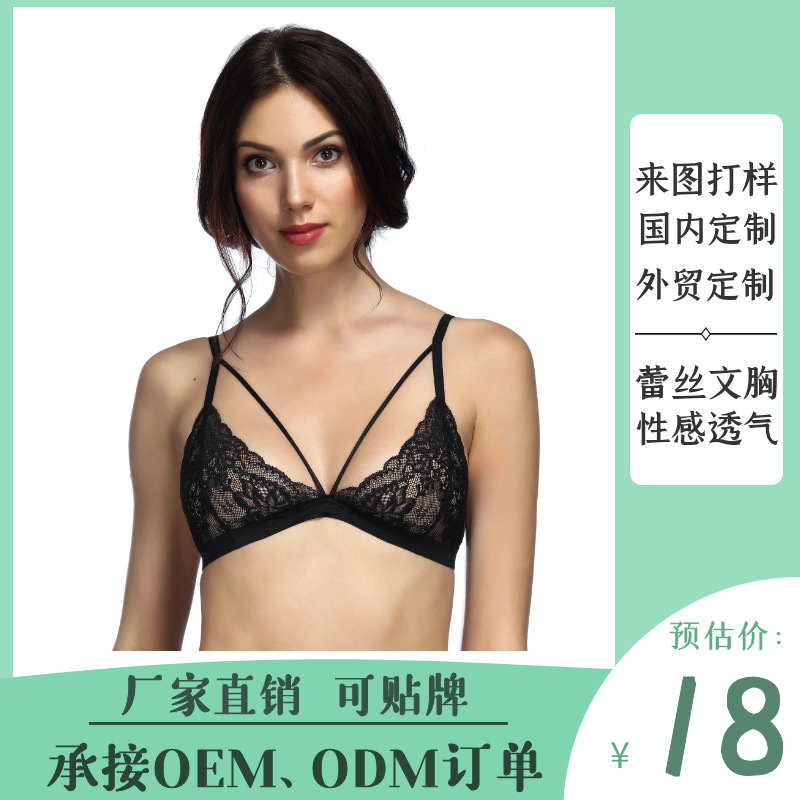 夏季性感法式內(nèi)衣薄款三角杯鏤空文胸蕾絲內(nèi)衣女bras批發(fā)定制外貿(mào)