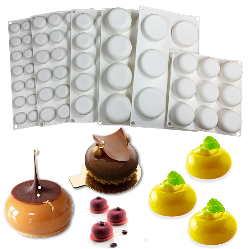 Yi Gao 8-Connected Flat Round Mousse Cake Mold Collection 24-Connected Round Chocolate Silicone Mold DIY Baking Tools