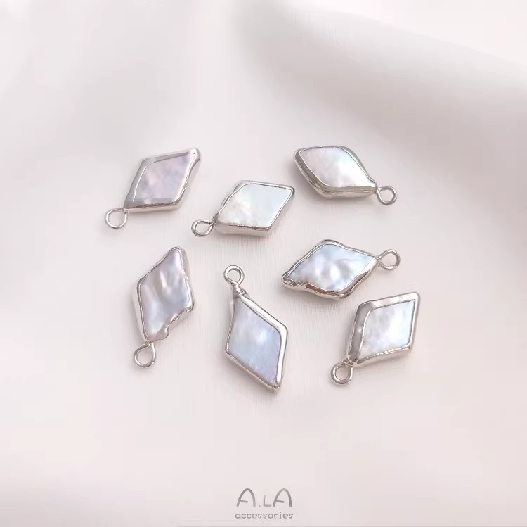 天然バロック異形真珠双穴ペンダントシングル吊り飾り米珠平円形手作りdiy縁取り部品