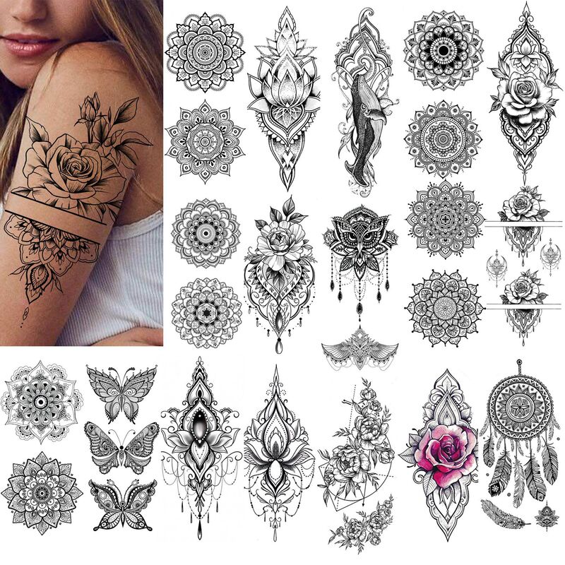 Cross-border Henna tattoo stickers for arms, hands, back, and neck, temporary tattoo stickers, Temu stickers, tattoo Amazon Cross-border Henna tattoo stickers for arms, hands, back, and neck, temporary tattoo stickers, Temu stickers, tattoo Amazon