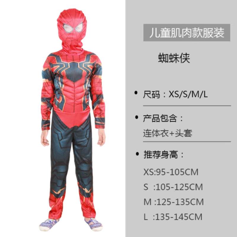 万圣节cos儿童美国队长钢铁侠绿巨人衣服蝙蝠蜘i蛛侠肌肉演出服装|undefined