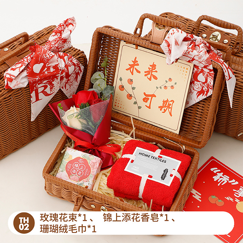 Sanba diosa Festival regalo práctico cesta de ratán de alta gama caja de regalo creativa empresa apertura tienda celebración actividad Grupo edificio regalo