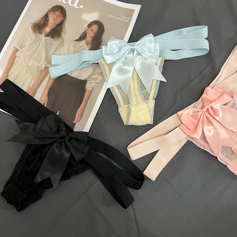 Good Quality New Arrival Cross Strap Sexy Women's Big Bow Full Transparent G-string Women's Temptation T-pants Good Quality New Arrival Cross Strap Sexy Women's Big Bow Full Transparent G-string Women's Temptation T-pants