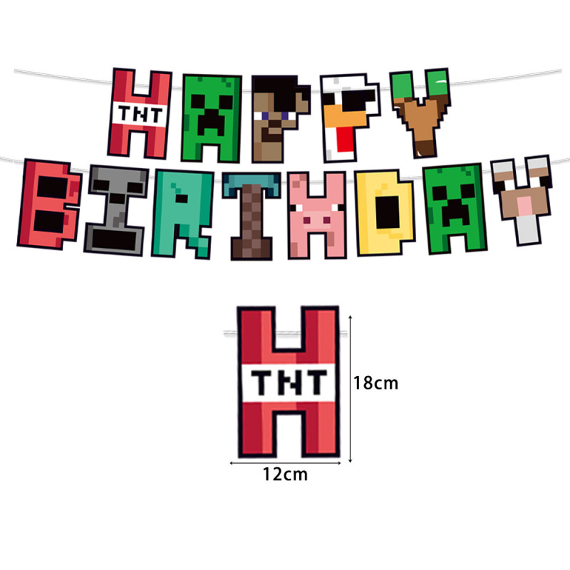 Amazon 新しい Minecraft ピクセルテーマ誕生日パーティー食器使い捨てテーブルクロスティッシュペーパー皿装飾|undefined