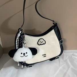 摩登轨迹托特包包女感单肩斜挎腋下包代发2025新款拼色小狗