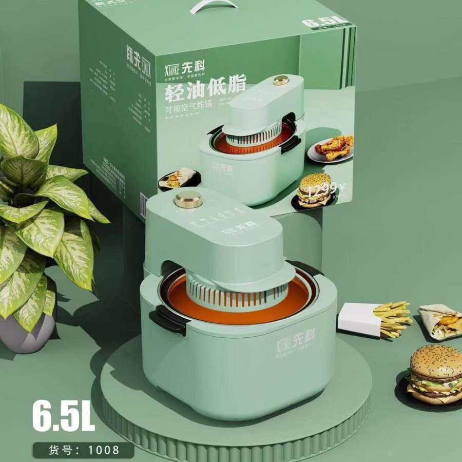 New Sast Air Fryer 270 ° Wholesale of 6.5L Large-Capacity Visual Glass Oil-Free Electric Fryer