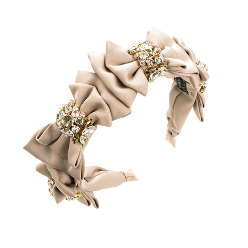 Harmony Hairband, European and American New Style, Multi-layer Butterfly Bow Embellished with Diamonds, Female Version, Korean Version, Elegant and Noble Style, Silk Fabric Headband