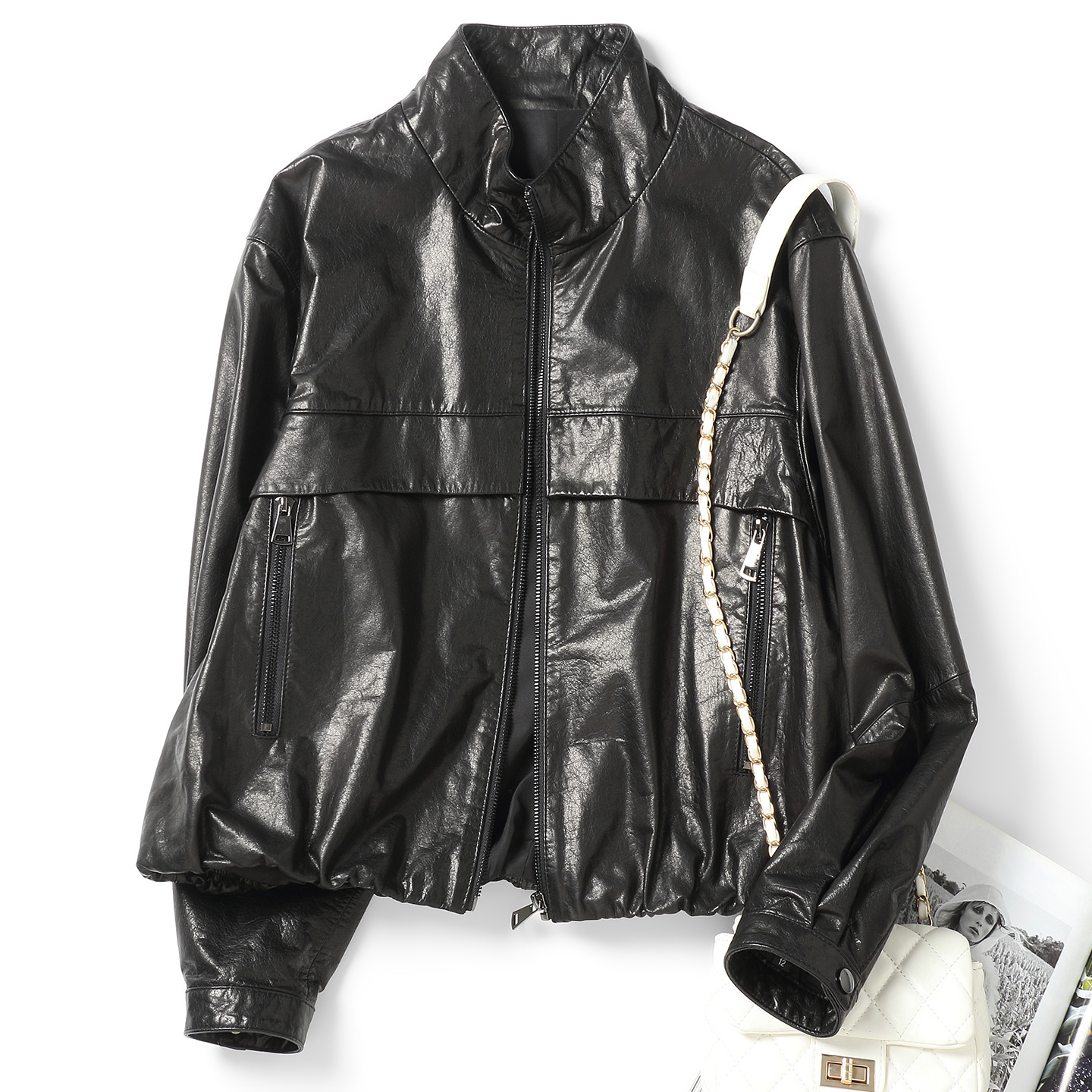 New Genuine Leather Jacket for Women, Top Layer Oil Wax Cowhide, Short Biker Jacket, Versatile