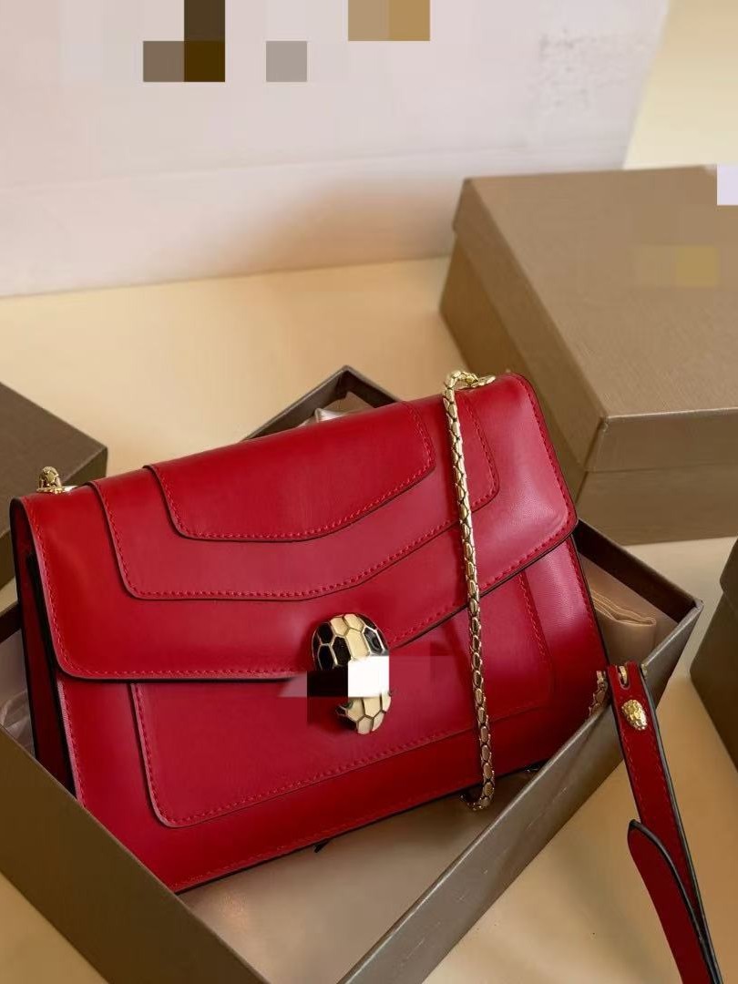 Qadın zəncirli çanta, ilan başlıqlı, böyük tutumlu crossbody