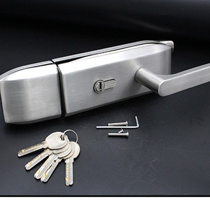 Oficina de separación de bloqueo de puerta de vidrio de acero inoxidable plana tienda de cerradura de puerta doble partición cerradura de vidrio manija