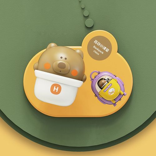 New fun children's play house toys, simulated space bag, switchable clay kitchen cooking bear backpack