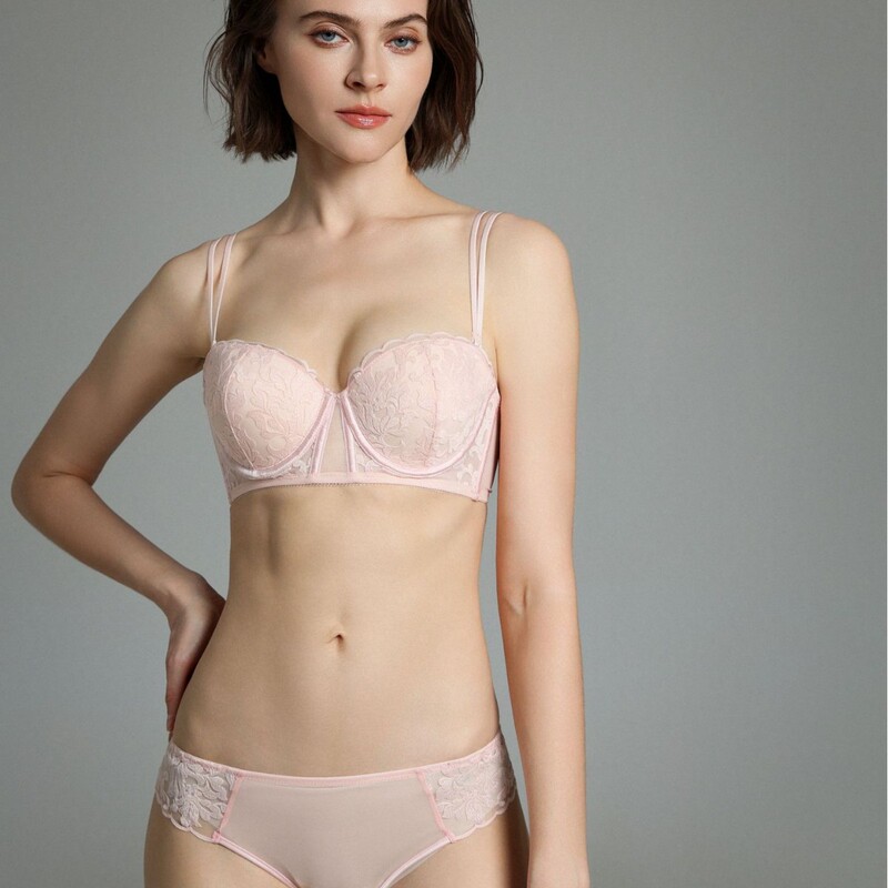 French Thin Cotton Luxury Sexy Embroidered Lace Intimates for Women with Big Breasts and Small Bra Push-Up Intimates for Women