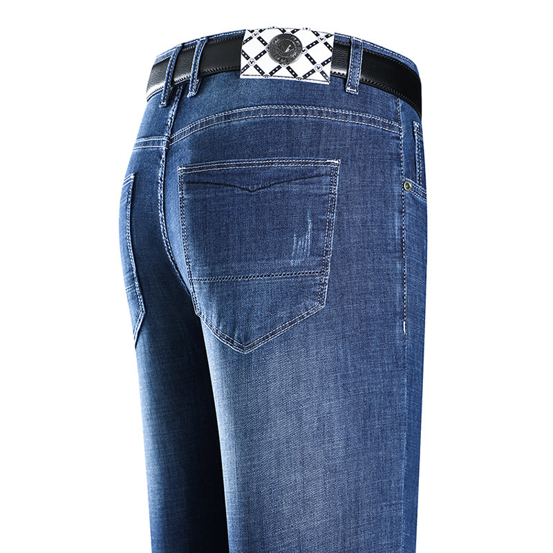 Men's Jeans Spring and Autumn New High-Waisted Loose Straight Blue Middle-Aged Dad Thin Long Pants Aliexpress