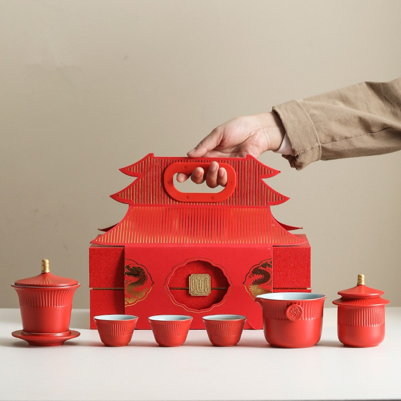 故宫国潮红色文创天坛茶具中秋国庆节日礼物家用高档新婚礼品礼盒