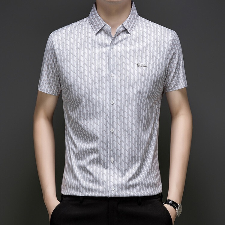 Summer New Style Men's Seamless Three-Dimensional Printed Shirt, Men's Summer Short-Sleeved Shirt, Ice Silk Half-Sleeved Dad Shirt Summer New Style Men's Seamless Three-Dimensional Printed Shirt, Men's Summer Short-Sleeved Shirt, Ice Silk Half-Sleeved Dad Shirt