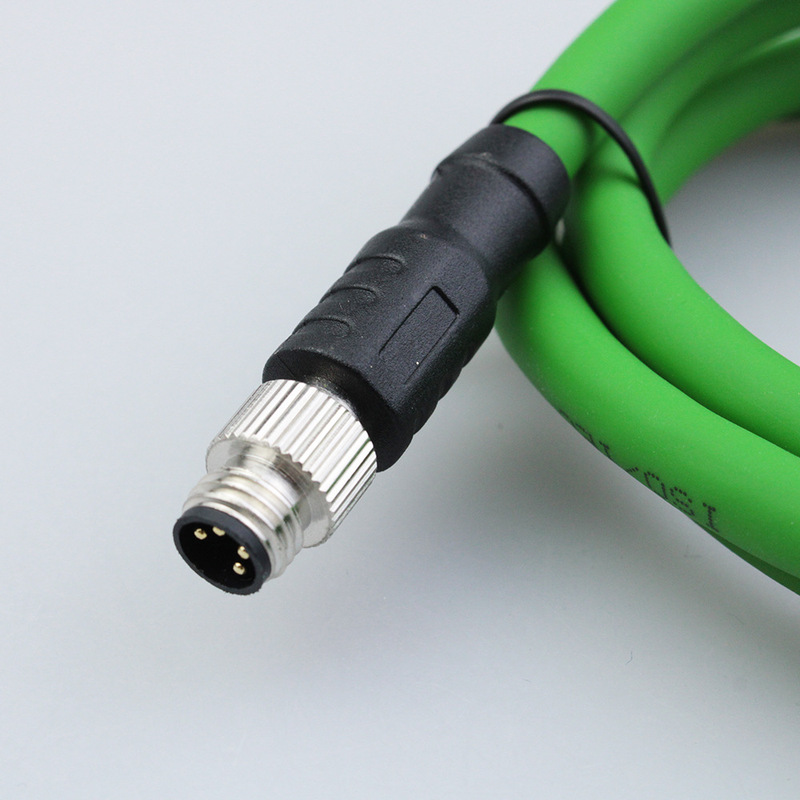Factory M8 to RJ45 Ethernet cable 4-core A- coded aviation plug sensor high flexible drag chain connection cable