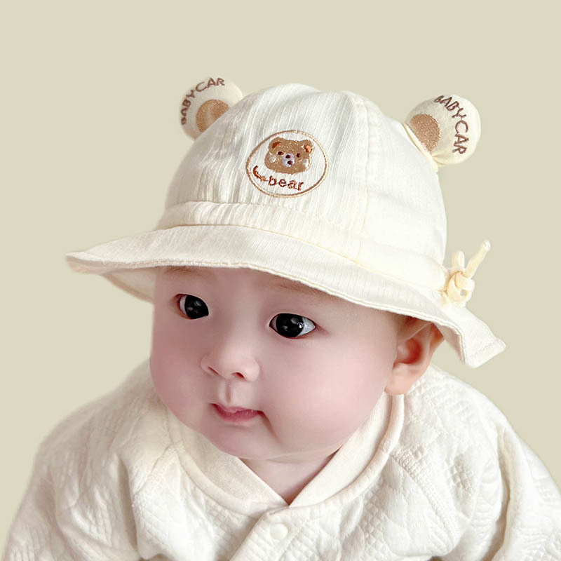 婴儿帽子春秋款可爱小男孩遮阳帽可调节新生儿男女宝宝渔夫帽