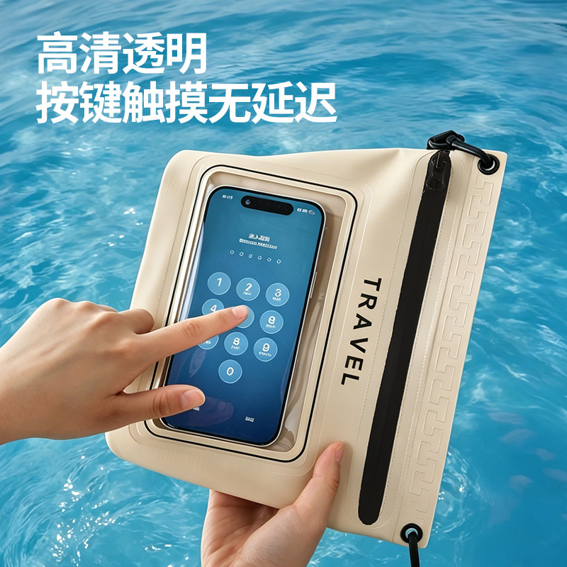 Single-shoulder waterproof bag with touch screen capability, outdoor travel phone storage bag, new beach swimming waterproof crossbody bag