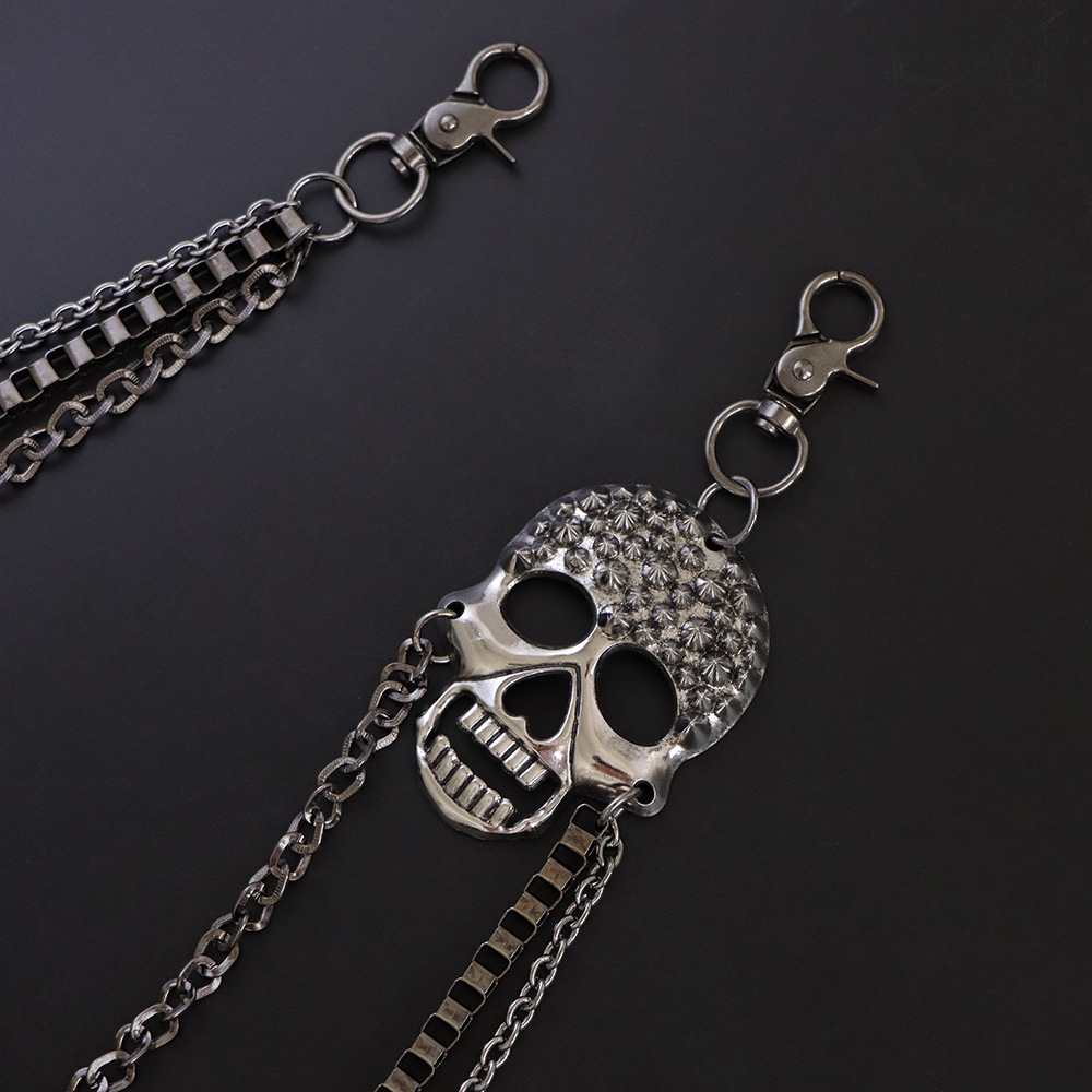 Men's Punk Multi-layer Chain Belt Metal Spike Hip Hop Accessory_voghion.com