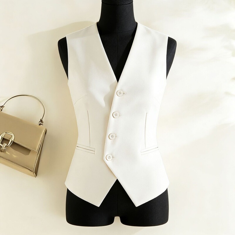 Purely Sexy and Alluring V-Neck Sleeveless Blazer Vest for Women, New Summer Style, Slim Fit, Elegant Top