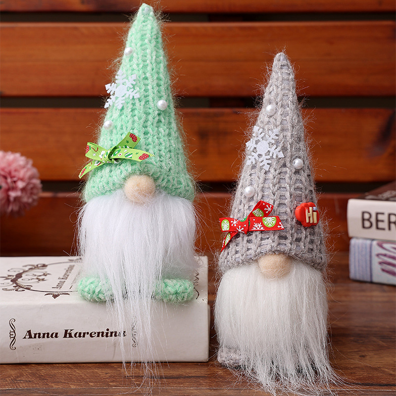 Cross-border Christmas decorations knitted hat dwarf Rudolph doll standing doll window decoration Christmas limited edition