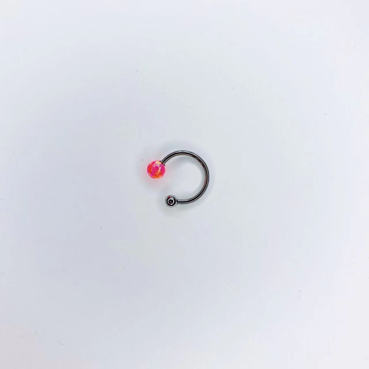 Opal Lip Ring Horseshoe Ring 316L Surgical Steel Lip Piercing Jewelry 12mm 1.2mm detail image 10