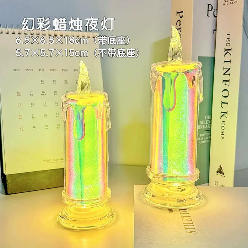 LED creative candle night light lantern, battery LR1130, warm light, with/without base