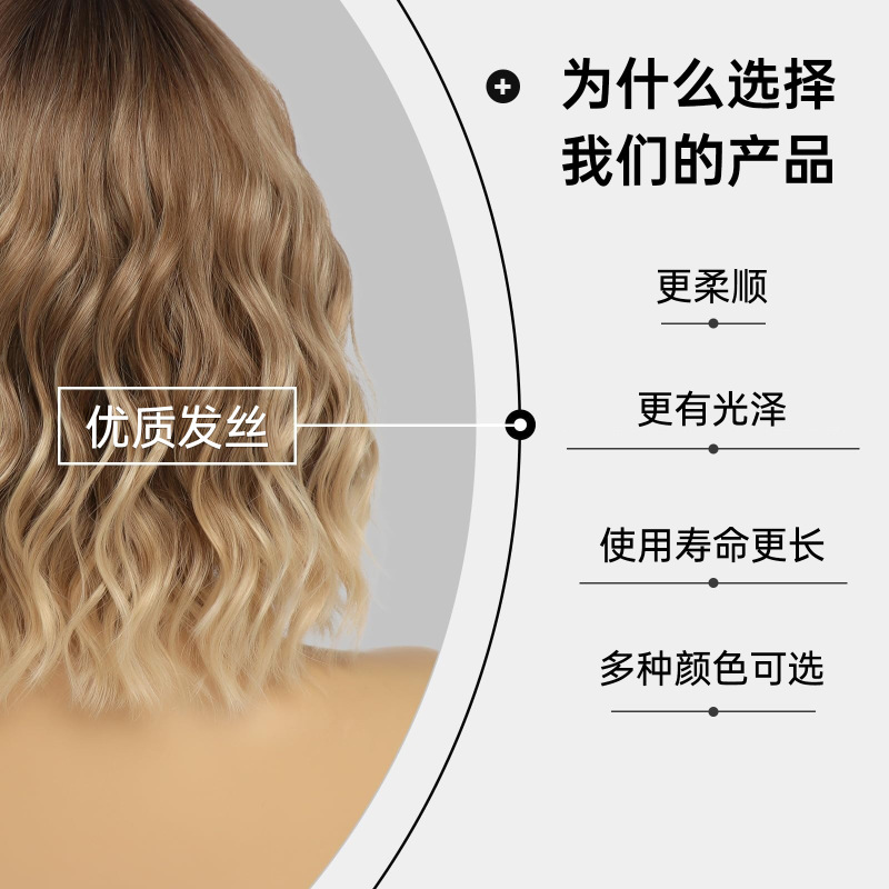 ヨーロッパとアメリカのウィッグ越境電子商取引アマゾン人気のフルヘアスタイル波状カーリー耐熱繊維高温シルクウィッグ女性用|undefined