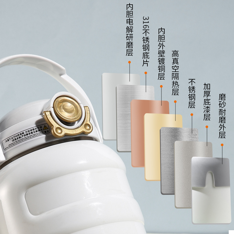 Botella deportiva de vacío aislada de gran capacidad, de acero inoxidable 316 de grado alimenticio, moderna, para estudiantes y niños, con gran capacidad, al por mayor.