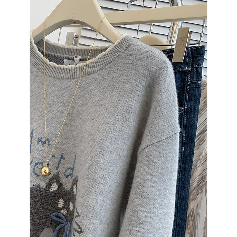 Demi-season knitted sweater, increased thickness