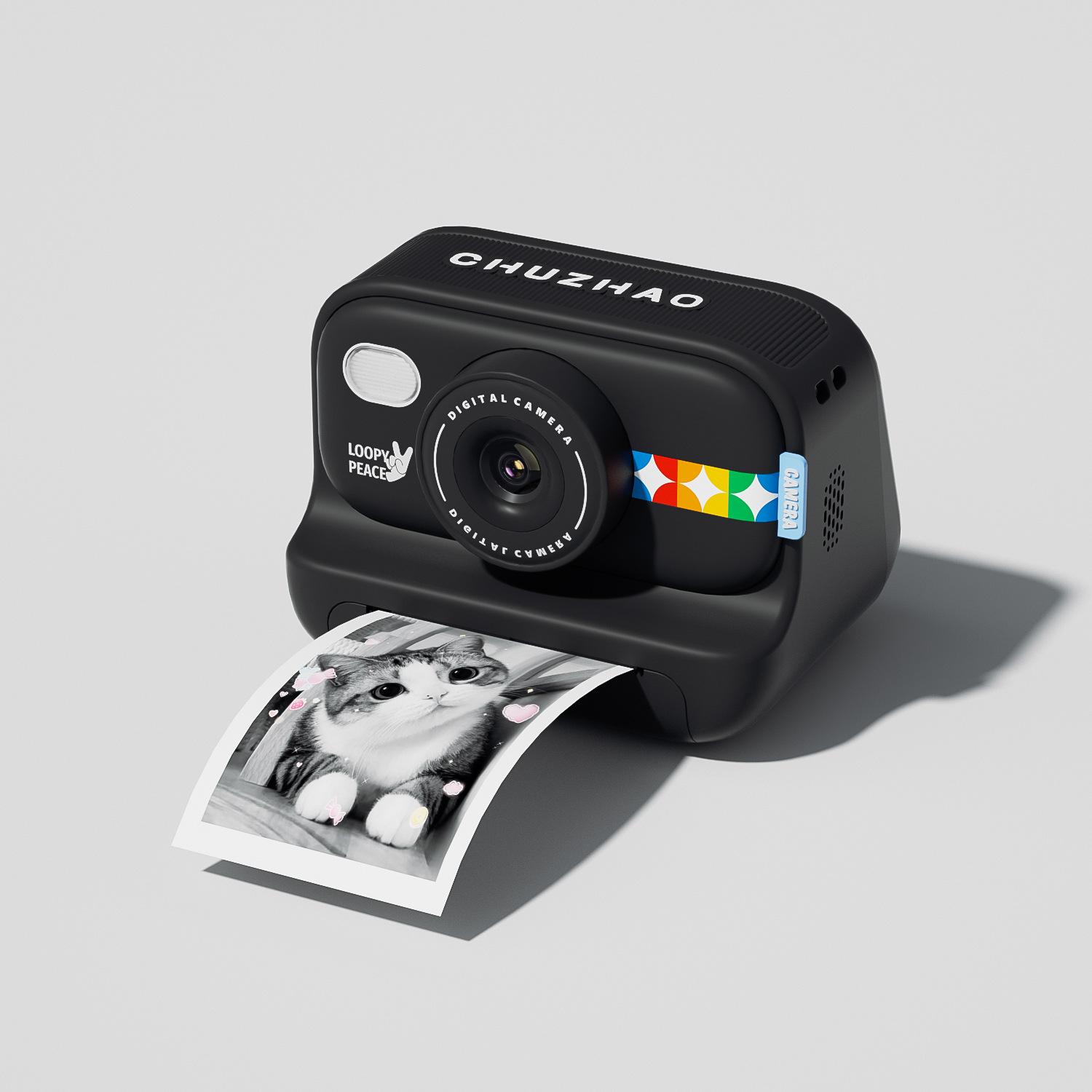 Black model 2.0inch can take photos and print out paper (3 rolls of printing paper included)