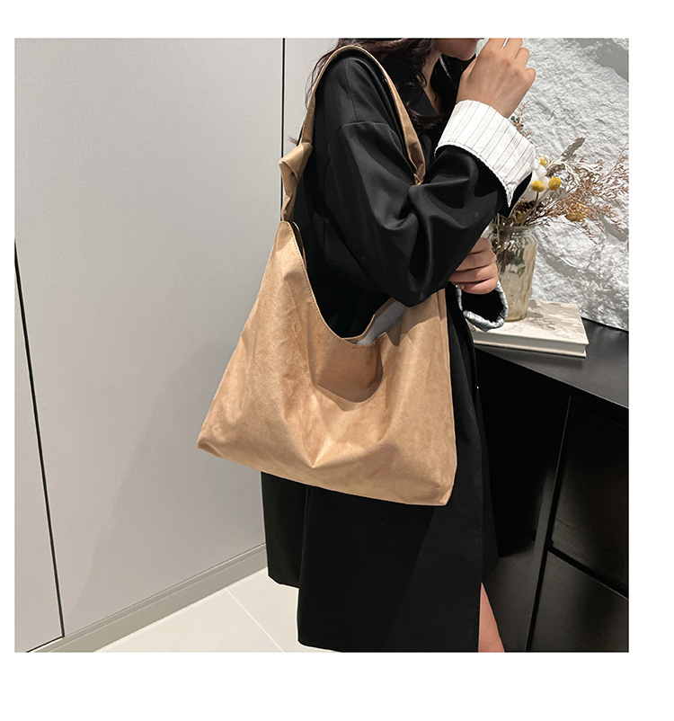 Cross-border suede large bag for women 2024 New style fashionable retro frosted tote bag for autumn and winter work and commuting bucket bag undefined