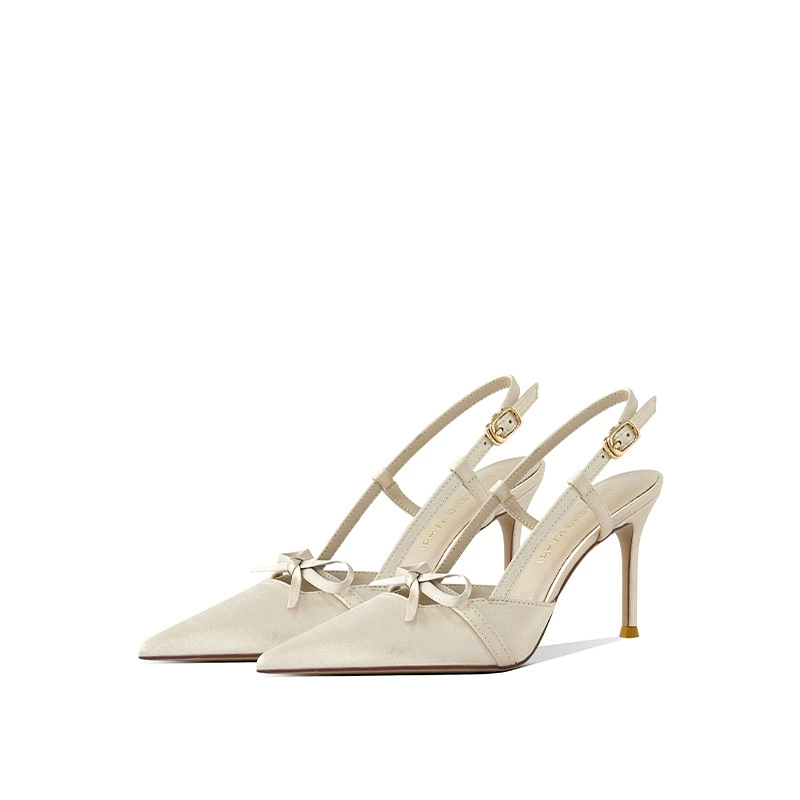 В наличии: Новые летние женские туфли на высоком каблуке во французском стиле с атласным бантом, уникальные свадебные туфли с закрытым носком и вырезами