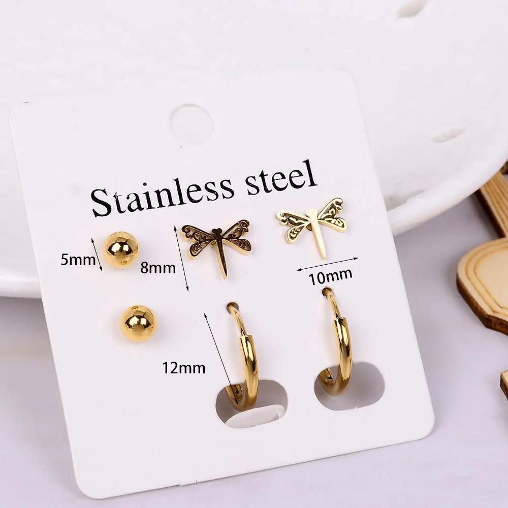 1 Set Simple Style Cross Star Heart Shape Plating 316 Stainless Steel  Ear Studs display picture 2